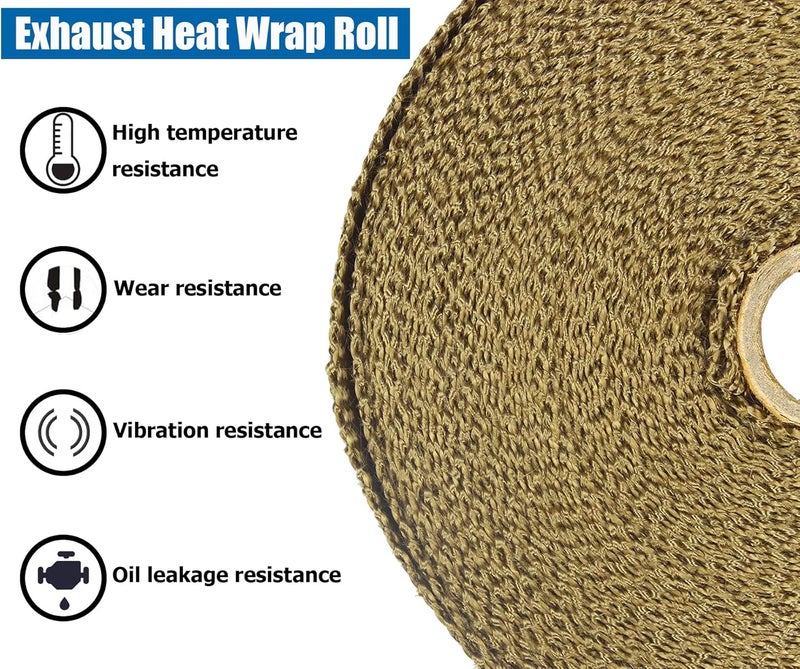 SUPERFASTRACING 2 Roll 2" 50 Feet Lava Titanium Basalt Exhaust Heat Wrap Roll for Motorcycle Manifold Header Pipe Heat Wrap Tape with Stainless Ties - Image 3